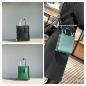 coach官网女包蔻驰CC365 Mini Cashin tote铆钉托特包琴谱包