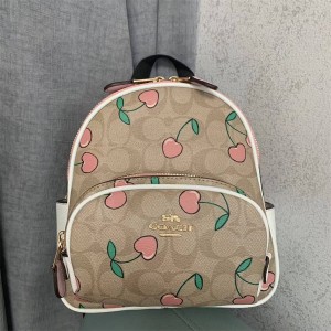 coach工厂店蔻驰官网CF424 MINI COURT樱桃印花双肩包