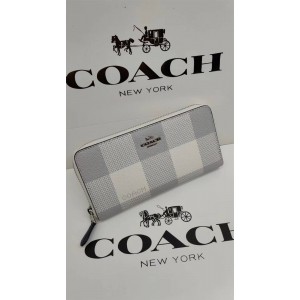 美国coach官网地址蔻驰C2135 ACCORDION格子长款拉链钱包