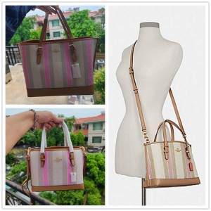 coach美国官网网址蔻驰C4086 C4088 MOLLIE TOTE 25条纹托特包