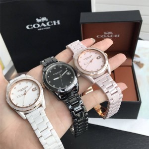 COACH/蔻驰美国官网正品腕表PRESTON系列陶瓷石英日历女表手表