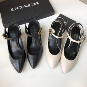 COACH美国蔻驰官网新款正品女鞋真皮尖头踝带高跟鞋单鞋